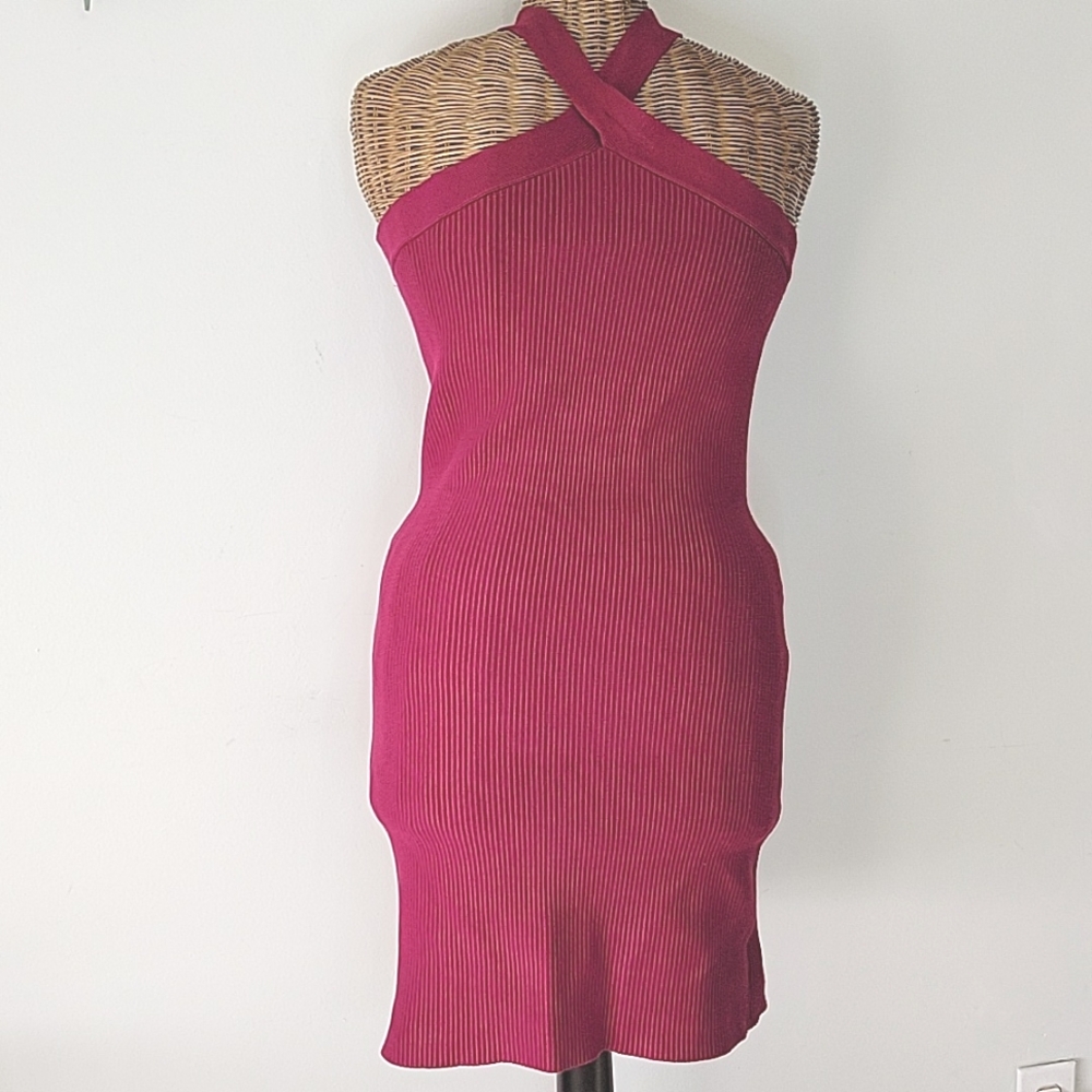 House of Harlow 1960 Knit Stretch Dress  szL Cross Front Halter  BinU